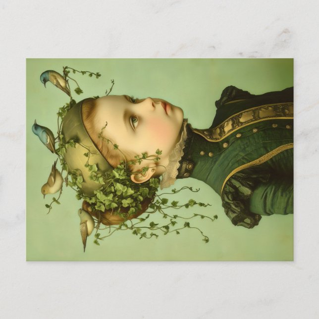 Niedliche Viktorianische Girl & Vines & Birds BD9 Postkarte (Vorderseite)