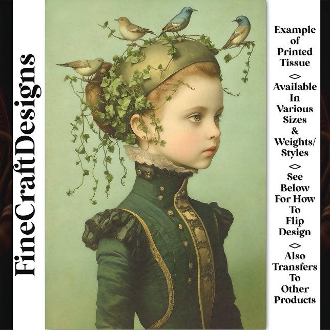 Niedliche Viktorianische Girl & Vines & Birds BD9  Seidenpapier (Von Creator hochgeladen)
