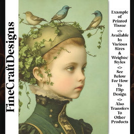 Niedliche Viktorianische Girl & Vines & Birds BE1  Seidenpapier