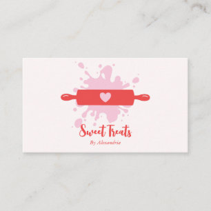 Niedliche Vintage Bäckerei Rollin Button Rosa und  Visitenkarte