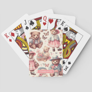 Niedliche Vintage Bären Nahtlos Spielkarten