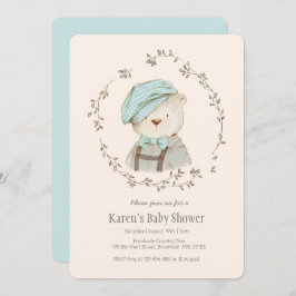 Niedliche Vintage Bärendusche Einladung