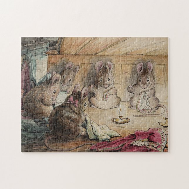 Niedliche Vintage Beatrix Potter 5 Mäuse nähen Puzzle (Horizontal)