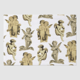 Niedliche Vintage Beige Baby Cherub Cupid Angels Seidenpapier