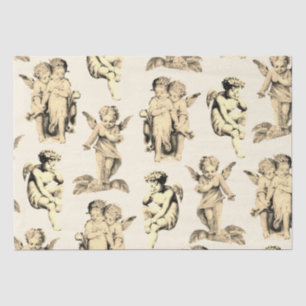 Niedliche Vintage Beige Baby Cherub Cupid Angels Seidenpapier