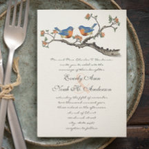 Niedliche Vintage Bluebirds Hochzeitseinladungen