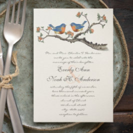 Niedliche Vintage Bluebirds Hochzeitseinladungen Einladung