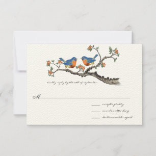 Niedliche Vintage Bluebirds Hochzeitseinladungen RSVP Karte