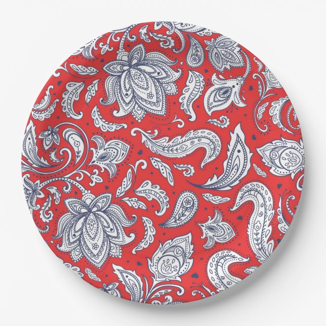Niedliche Vintage Blume Pappteller (Vorderseite)