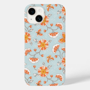 Niedliche Vintage Blume Schmetterlingsmuster Case-Mate iPhone 14 Hülle