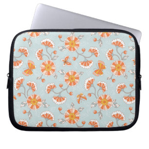 Niedliche Vintage Blume Schmetterlingsmuster Laptopschutzhülle