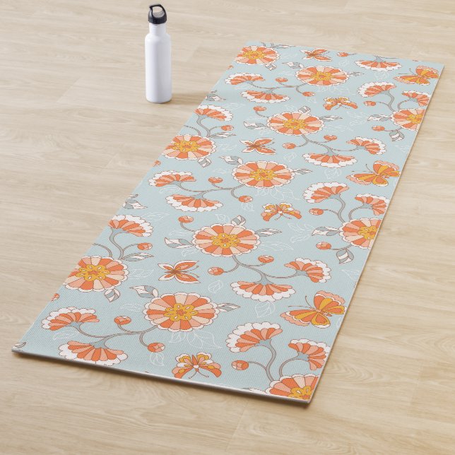 Niedliche Vintage Blume Schmetterlingsmuster Yogamatte (Beispiel)