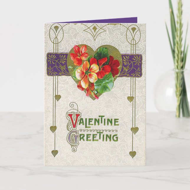 niedliche Vintage Blume verleiht Stimmung Feiertagskarte (Vorderseite)