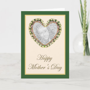 Niedliche Vintage Blumenherz-Foto-Schablone Karte