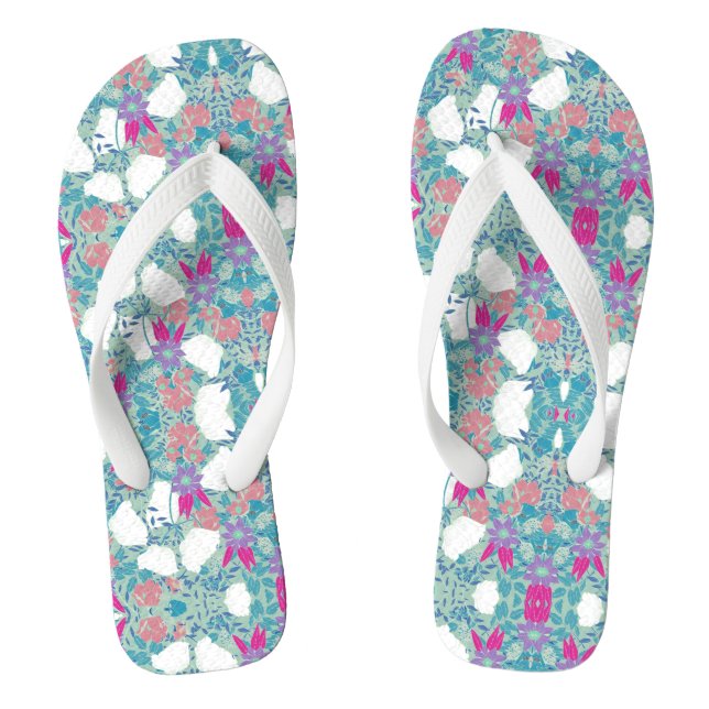 Niedliche Vintage Blumenmuster Leggings Flip Flops (Fußbett)