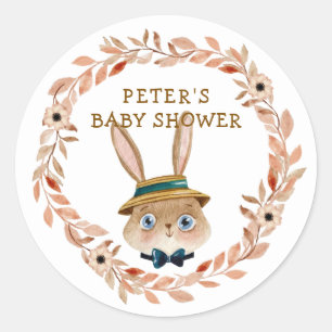 Niedliche Vintage Boho Bunny Wreath Babydusche Runder Aufkleber