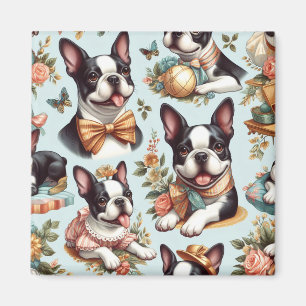 Niedliche Vintage Boston Terrier Illustration Magnet