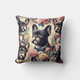 Niedliche Vintage Bulldogmalt Kissen