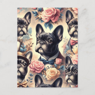 Niedliche Vintage Bulldogmalt Postkarte