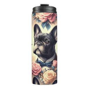 Niedliche Vintage Bulldogmalt Thermosbecher