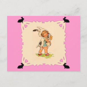 Niedliche Vintage Bunny Girl Postkarte