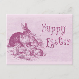 Niedliche Vintage Bunny Happy Osterfeier Postkarte