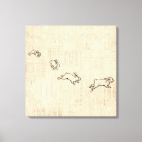 Niedliche Vintage Bunny Themed Jumping Rabbits Art