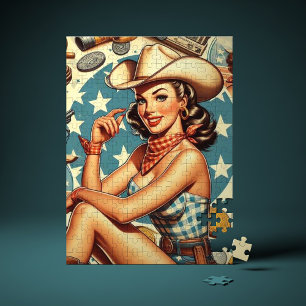 Niedliche Vintage Cowgirl Puzzle