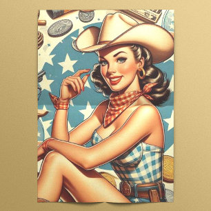 Niedliche Vintage Cowgirl Seidenpapier