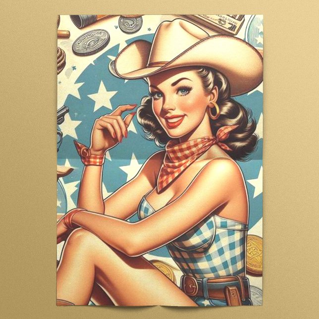 Niedliche Vintage Cowgirl Seidenpapier (Von Creator hochgeladen)