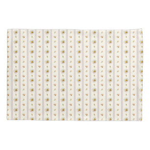 Niedliche Vintage Daisy Streifen Creme White Kissenbezug