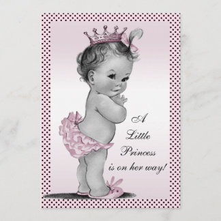 Niedliche Vintage Dusche Prinzessin-Baby Einladung