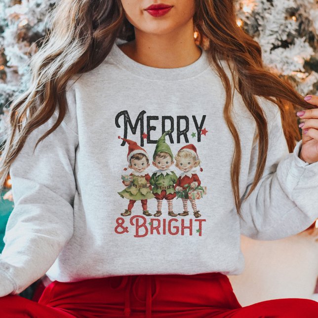 Niedliche Vintage Elfen Weihnachten Sweatshirt (Von Creator hochgeladen)