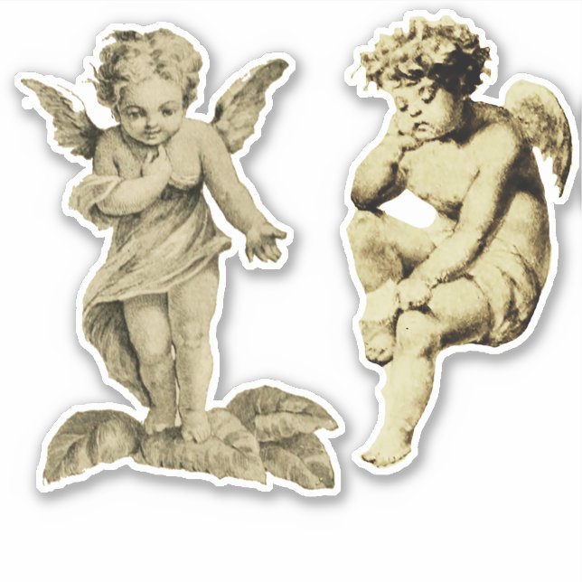 Niedliche Vintage Engel Chubby Cherubs Aufkleber (Vorderseite)
