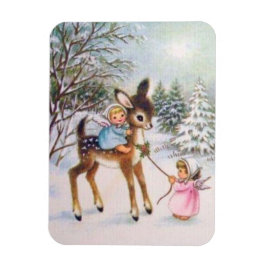 Niedliche Vintage Engel mit Weihnachtskinder Magnet