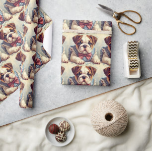 Niedliche Vintage englische Bulldog Art Geschenkpapier