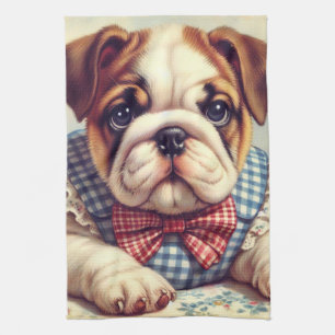Niedliche Vintage englische Bulldog Art Geschirrtuch