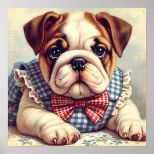 Niedliche Vintage englische Bulldog Art Poster