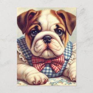 Niedliche Vintage englische Bulldog Art Postkarte