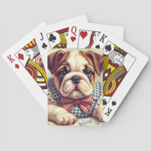 Niedliche Vintage englische Bulldog Art Spielkarten