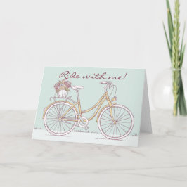 Niedliche Vintage Fahrrad-Blumen-Korb-Gruß-Karte Karte
