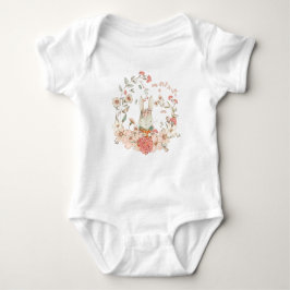 Niedliche Vintage Florals Coral Pink Foliage Girl Baby Strampler