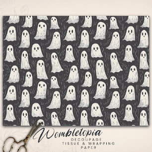 Niedliche Vintage Geister Schwarz-Weiß Halloween Seidenpapier