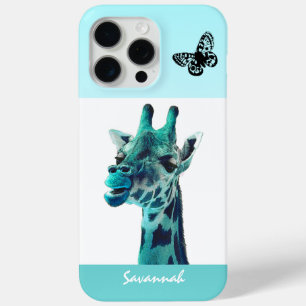 Niedliche Vintage Giraffe Schmetterling im Wasser iPhone 15 Pro Max Hülle
