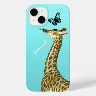 Niedliche Vintage Giraffe Schmetterling im Wasser Case-Mate iPhone 14 Hülle