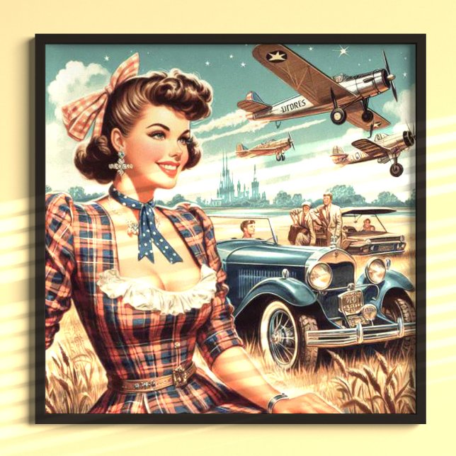 Niedliche Vintage Girl-Illustration Poster (Von Creator hochgeladen)