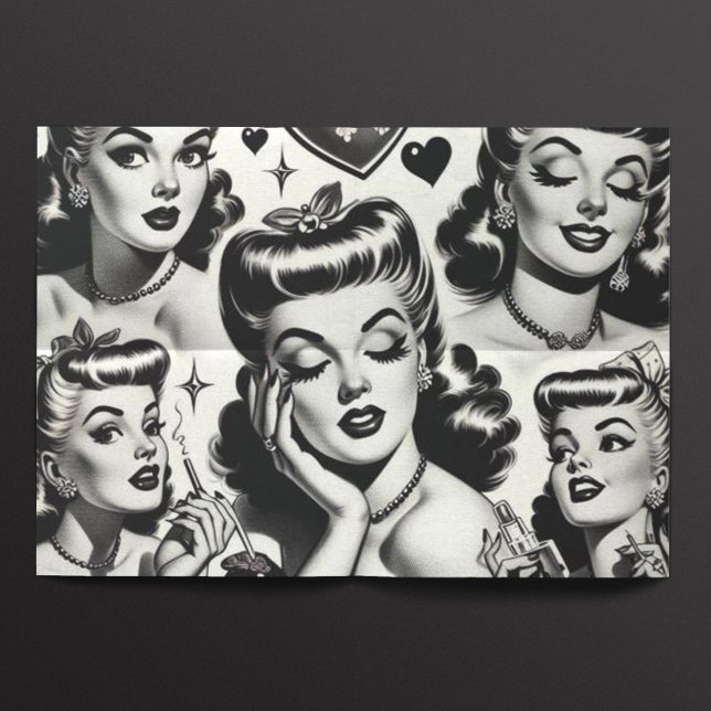 Niedliche Vintage Girl-Illustration Seidenpapier (Von Creator hochgeladen)