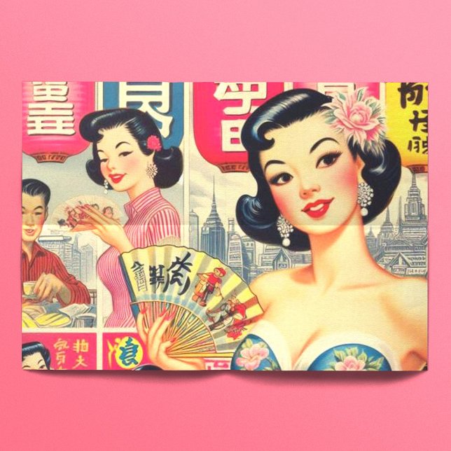 Niedliche Vintage Girls Illustration Seidenpapier (Von Creator hochgeladen)