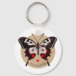 Niedliche Vintage Grunge Schmetterling und Herz tr Schlüsselanhänger