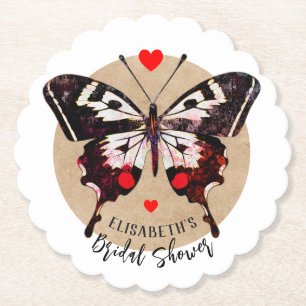 Niedliche Vintage Grunge Schmetterling und Herz tr Untersetzer